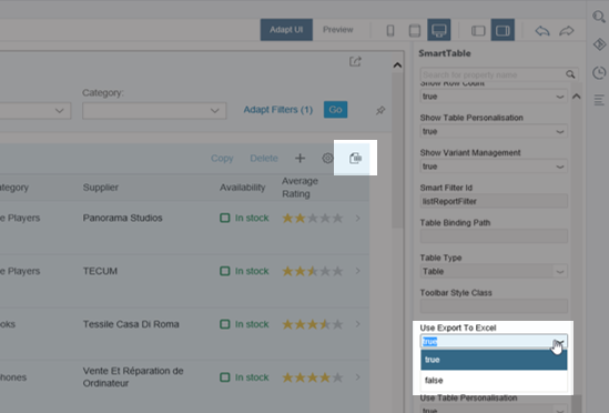       Example: Hiding the 'Export to Excel' button in SAP Web IDE